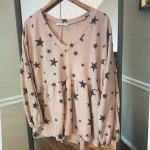 Long sleeve pink print top